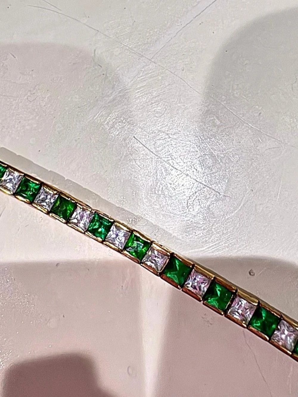 Green & Gold Tennis Bracelet Like New